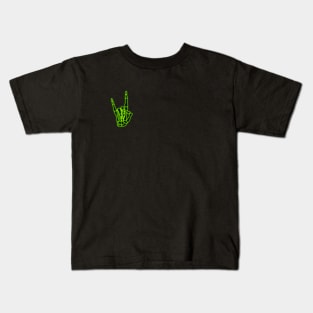 Green Neon Rock n' Roll Skeleton Hand Kids T-Shirt